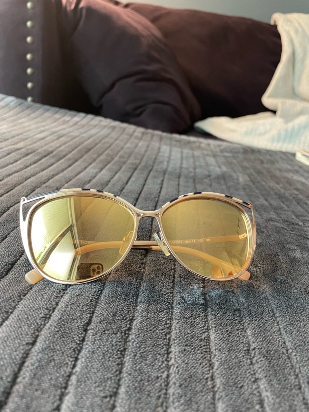 Michael Kors Women's Gold Frame Sunglasses with Yellow Lenses